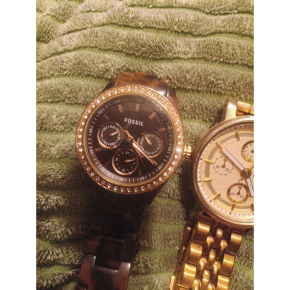 Lot of 2 Women\'s Fossil Watches Gold Chronograph ES2197 & Tortoise Shell ES2795 main image 13